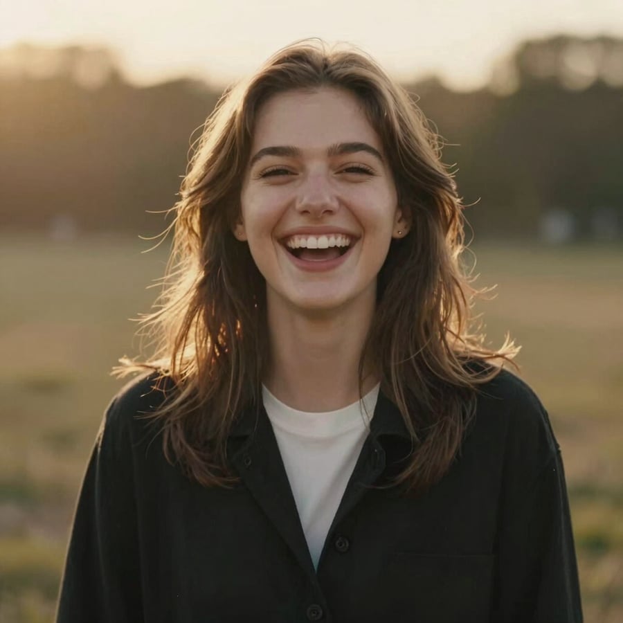 Natürliches Frauenportrait im Abendlicht