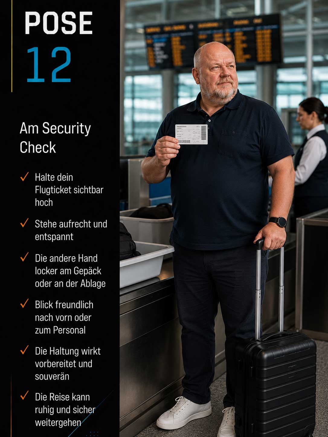 Pose 12: Am Security Check