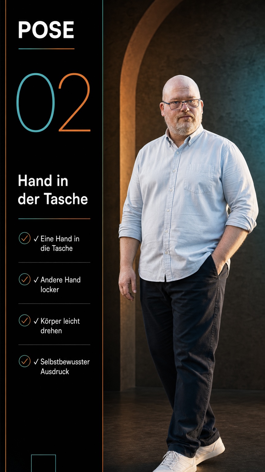 Pose 02: Hand in der Tasche