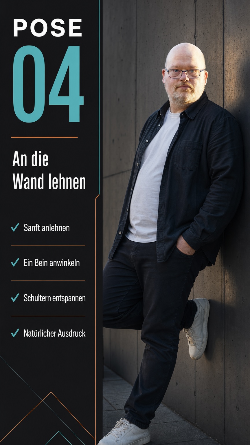 Pose 04: An die Wand lehnen